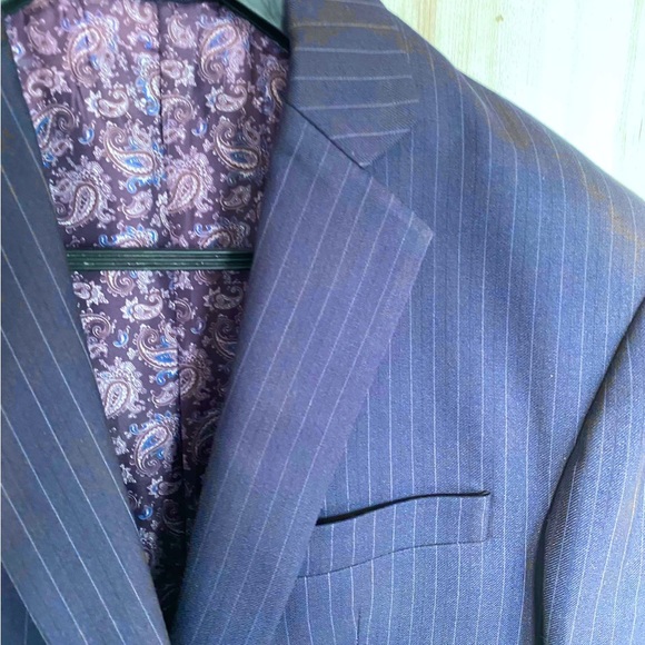Designer wear blue 3 piece suit includes Jacket waistcoat & trousers. - Picture 8 of 8